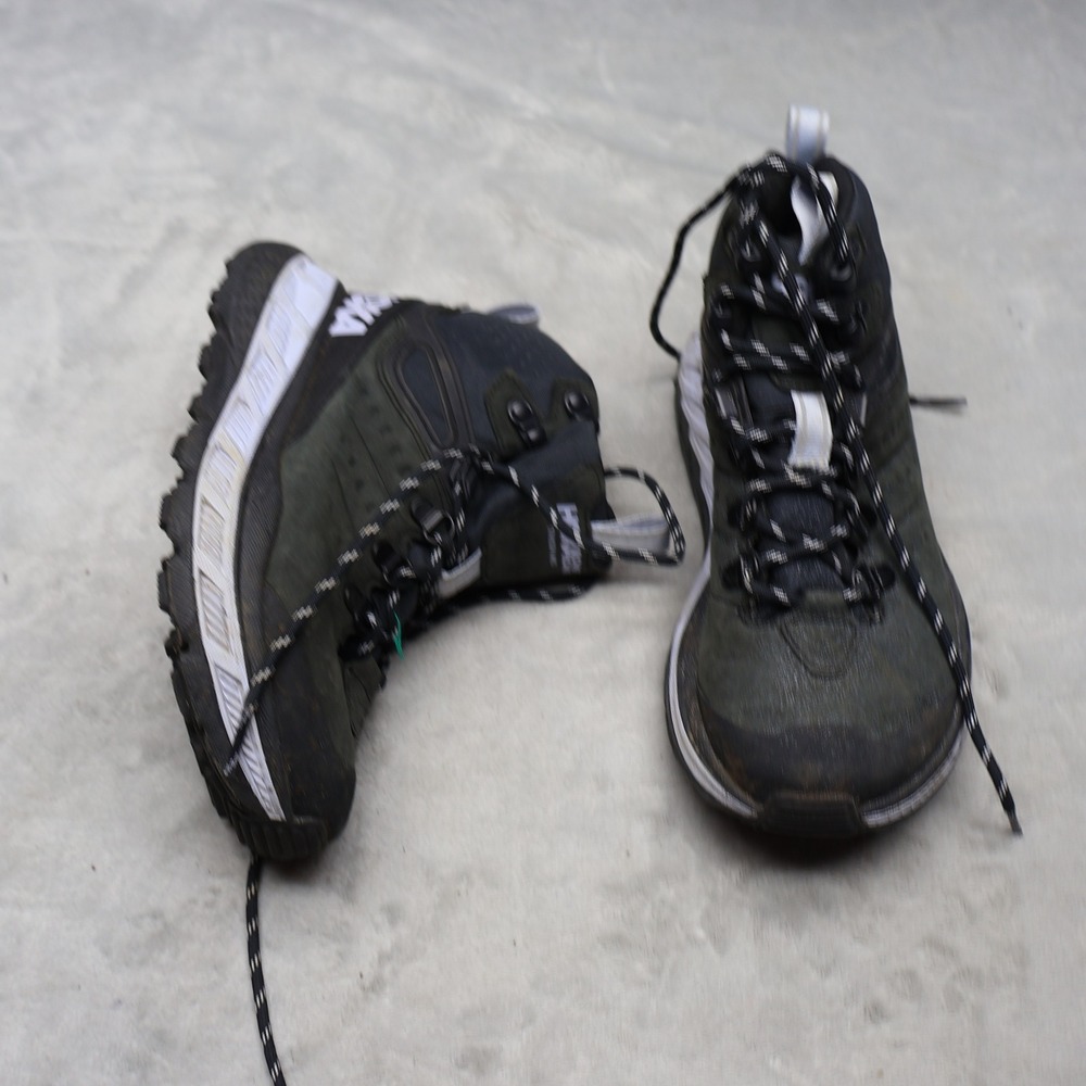 Hoka Womens 5 Hiking Boots Black Stinson Mid GTX Waterproof Leather Lace Up